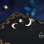 Sterling Silver Crescent Moon Stud Earrings, thumbnail 2 of 9