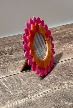 Pink And Orange Patterned Flower Photo Frame, 3 of 3