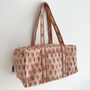 Block Print Flower Cotton Weekend Duffle Bag, thumbnail 2 of 8