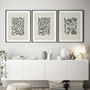 Set Of Three Modern Abstract Floral Art Prints For Home, thumbnail 1 of 6
