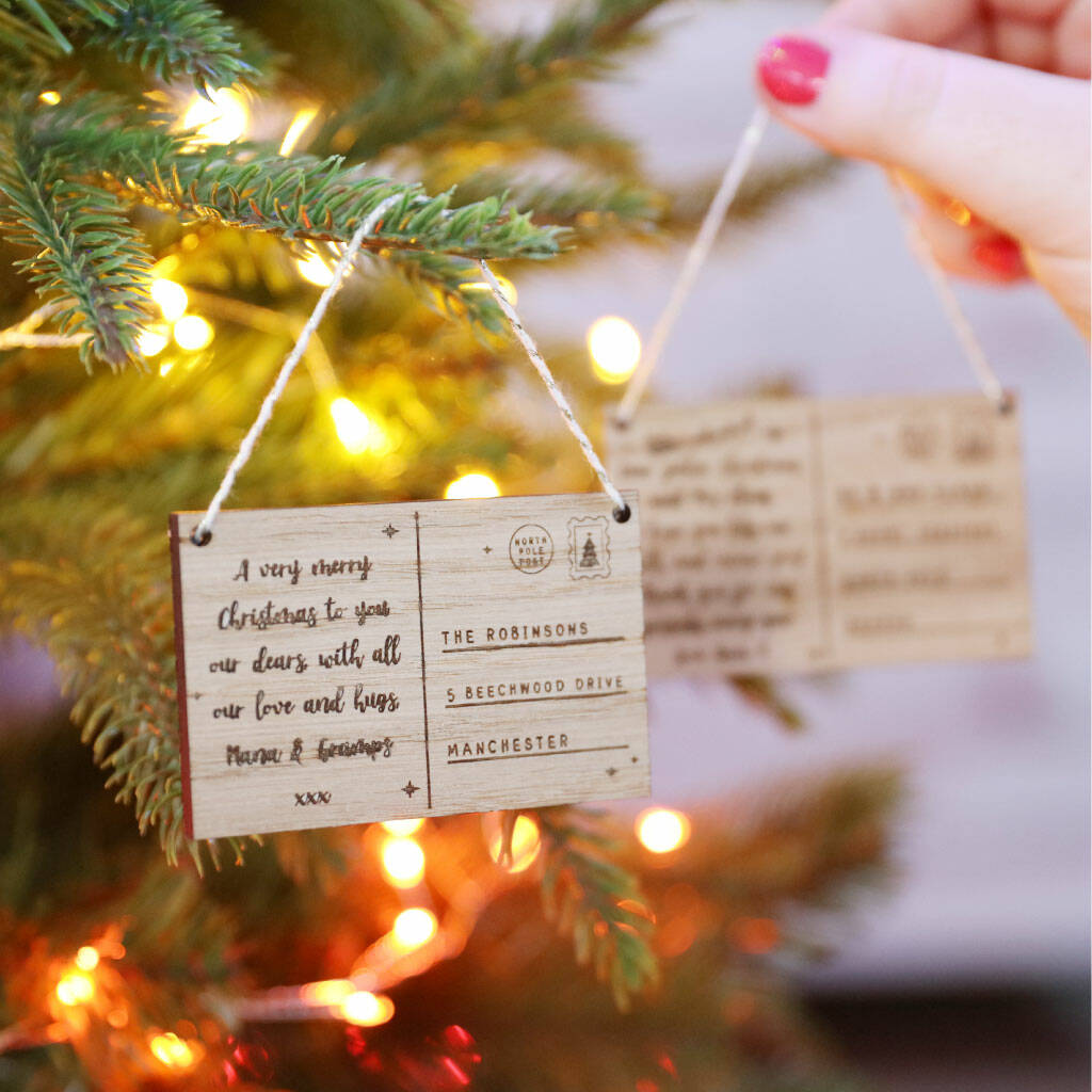 Personalised Wooden Postcard Hanging Decoration By Lisa Angel