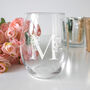 Personalised Floral Initial Stemless Glass, thumbnail 2 of 5