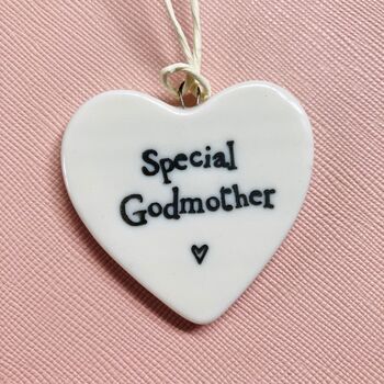 Special Godmother Porcelain Heart Hanging Sign, 4 of 4
