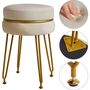 Velvet Round Footstool Ottoman Vanity Chair Stool Seat, thumbnail 4 of 9