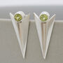 Deco Triangle Spike Stud Earrings With Peridot, thumbnail 11 of 11