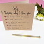 Five Reasons I Love You Valentine's Card, thumbnail 3 of 4