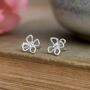 Sterling Silver Flower Petal Crystal Stud Earrings, thumbnail 1 of 9