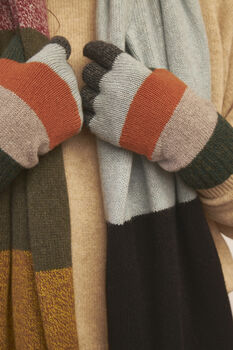 Men's Striped Knitted Lambswool Gloves, 4 of 4