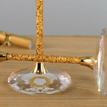 Pair Of 24ct Gold Filled Stem Wine Glasses, 3 of 5
