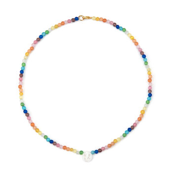 Rainbow Moonstone Smiley Face Necklace, 2 of 5