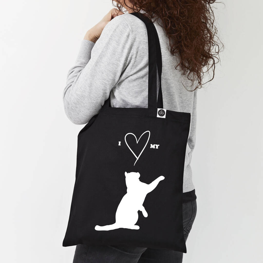 Personalised I Love My Cat Silhouette Tote Bag By A Piece Of ...