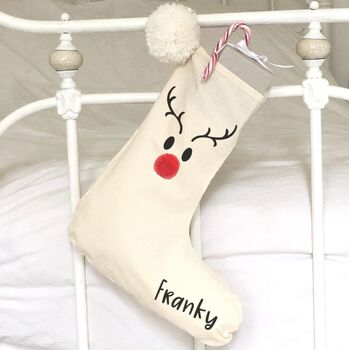 Rudolph Reindeer Personalised Christmas Stocking, 2 of 3