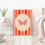 Butterfly Bight Stripy Pink Art Print, thumbnail 3 of 4