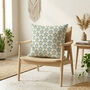 Blue Floral Block Print Chenille Cushion Cover, thumbnail 3 of 12