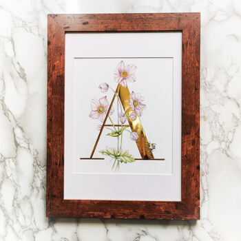 A Is For Anemone Gilded Flower Letter Print, 4 of 6