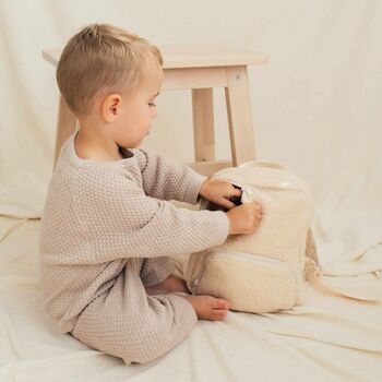 Children's Taupe Knitted Two Piece Lounge Set, 5 of 6