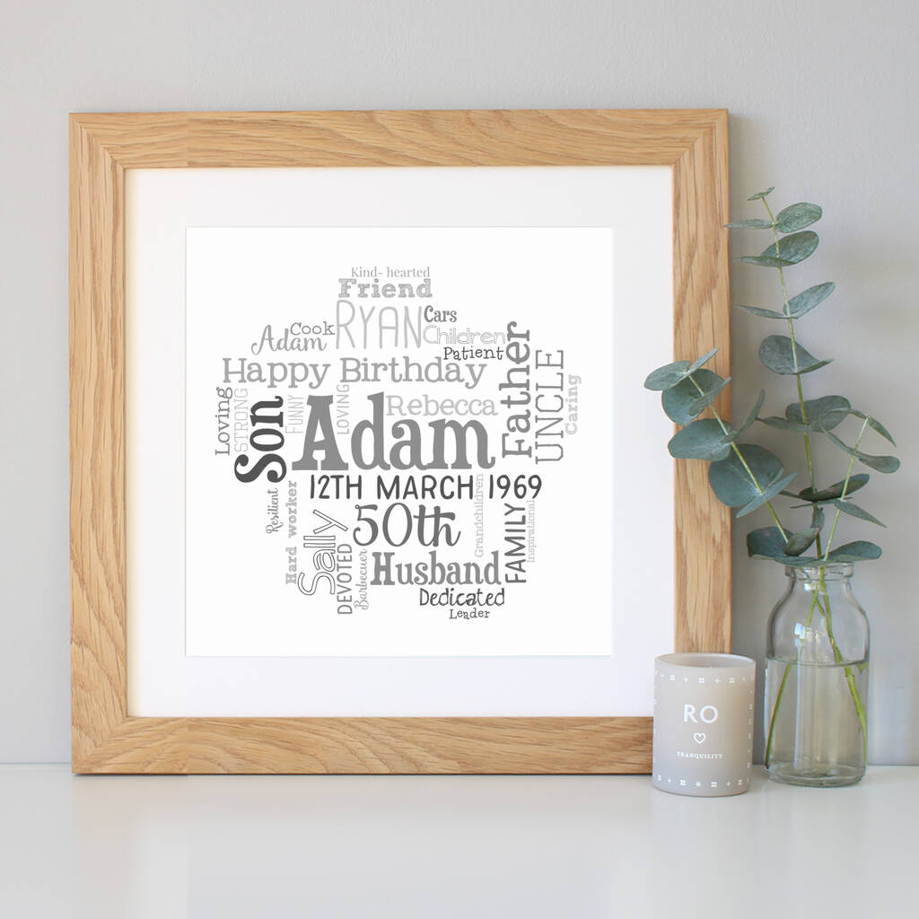 Personalised 50th Birthday Gift For Him By Hope and Love ...