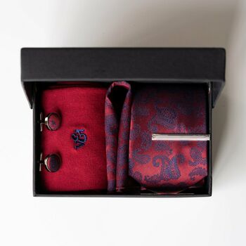 Red Wedding Tie Set And Socks Groomsmen Gift For Him, 6 of 11