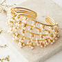 Seed Pearl Gold Plated Silver Wired Cuff Bracelet, thumbnail 2 of 6