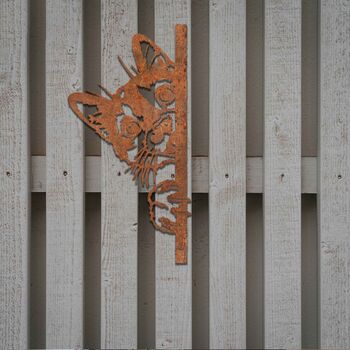 Rusted Metal Peaking Cat Wall Decor Cat Wall Art Gift, 8 of 10