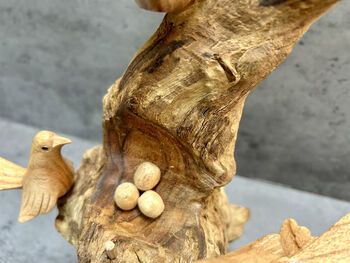 Hand Carved Wooden Nesting Birds Ornament, 11 of 12