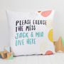 Personalised 'Excuse The Mess' Family Name Cushion, thumbnail 1 of 5