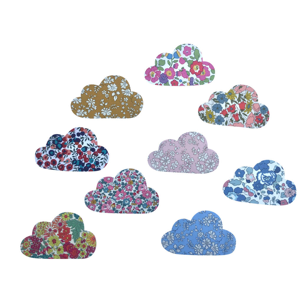 Liberty Print Iron On Applique Clouds, 1 of 9