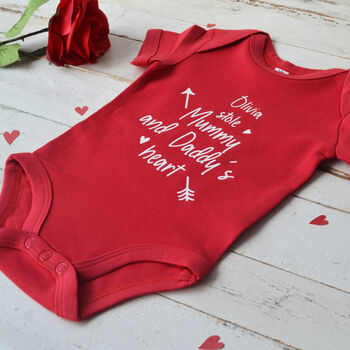 Personalised Valentine's Heart Baby Grow, 2 of 2