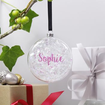Personalised Iridescent Flat Christmas Bauble, 6 of 8
