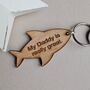 'My Daddy Is Reelly Great' Wooden Fish Keyring, thumbnail 1 of 2