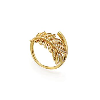 Rhodium, Gold Or Rose Gold Plated Pave Leaf Ring, 4 of 11