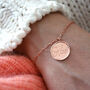 'So Loved' Engraved Coin Bracelet, thumbnail 1 of 5
