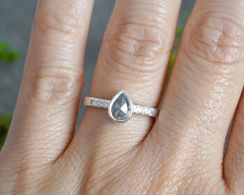 Natural Salt And Pepper Diamond Engagement Ring, 4 of 4
