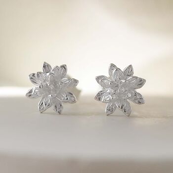 Sterling Silver Enlightened Lotus Studs, 4 of 10