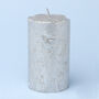 G Decor Adeline Silver Metallic Textured Pillar Candle, thumbnail 5 of 7