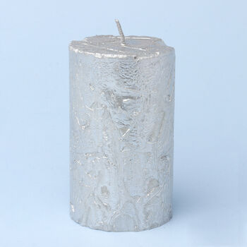G Decor Adeline Silver Metallic Textured Pillar Candle, 5 of 7