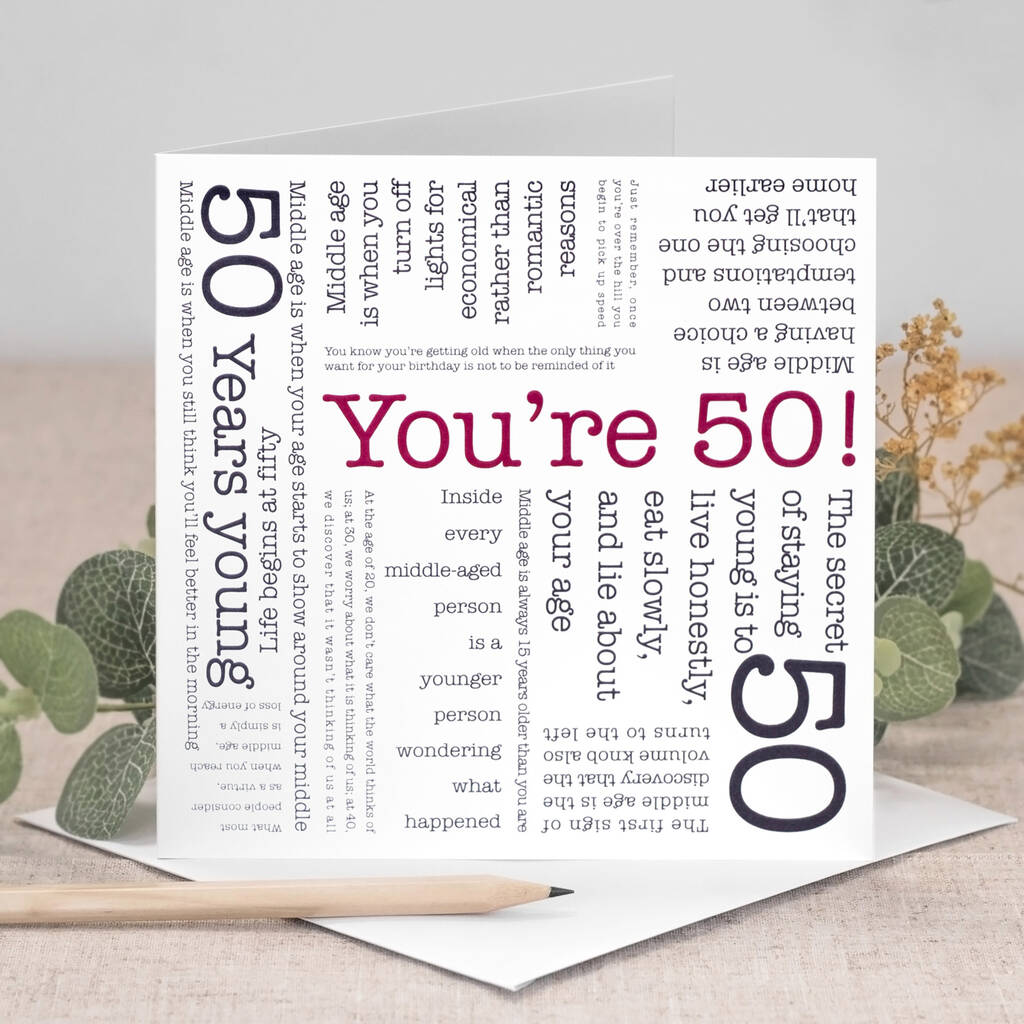 50th Birthday Card 'You're 50!' Quotes, 1 of 7