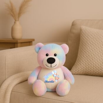 Personalised Blue Baby Rainbow Large Bear, 2 of 11