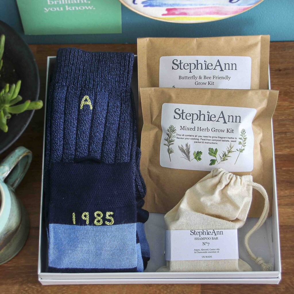 Personalised Men’s Socks, Garden Seeds, Pamper Gift Set, 1 of 8