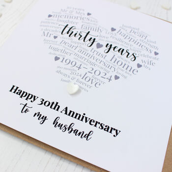 Personalised 30th Pearl Wedding Anniversary Card, 8 of 8