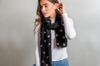 Personalised Rose Gold Bee Print Scarf, 3 of 6