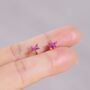 July Ruby Birthstone Flower Stud Earrings, thumbnail 1 of 7