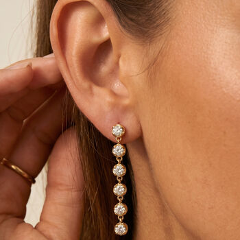 Moissanite Gold Or Silver Drop Tennis Earrings, 4 of 9