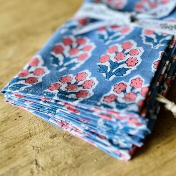 Pair Of Cotton Napkins In Coral Blossom Print, 4 of 5