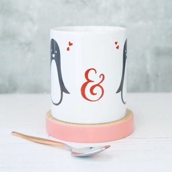 Personalised Penguin Couple Valentines Mug, 2 of 4
