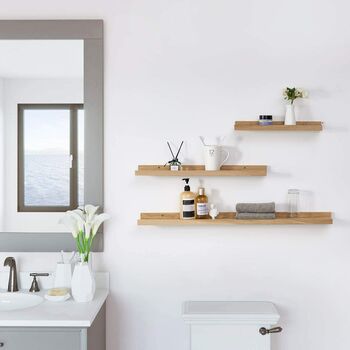Oak Wood Wall Floating Shelf With Lip Design, 5 of 7