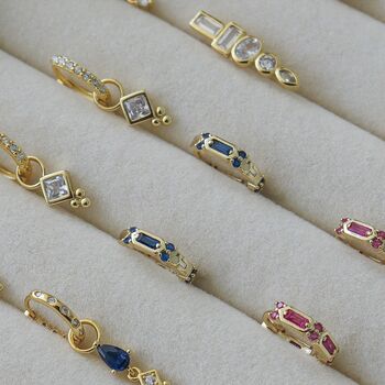 Gold Plated Sapphire Blue Crystal Huggie Hoops, 5 of 12