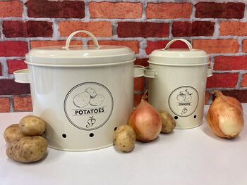 Cream Metal Potato Storage Tin – 21cm, 9 of 9