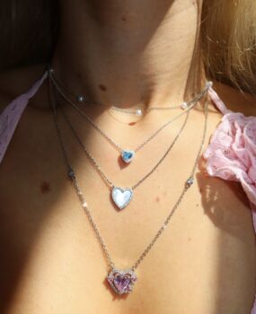 Silver Iconic Pink Heart Necklace, 2 of 2