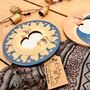 Wooden Celestial Moon And Stars Mini Bohemian Wall Mirrors Set Of Two, thumbnail 4 of 6